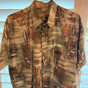Cooke Street Green Patterned Short-Sleeve Button Down Shirt